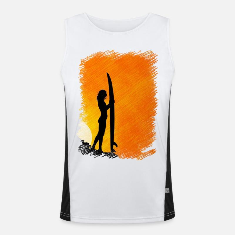 surfing - Men's Functional Contrast Tank Top  - white/black