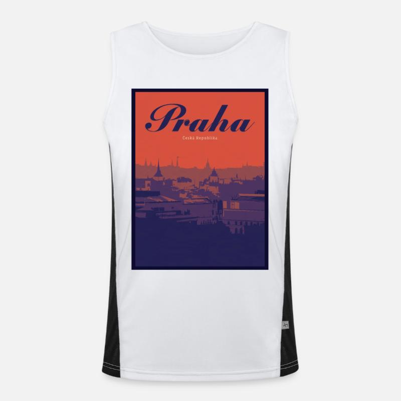Praha Gradient Cityscape Men's Functional Contrast Tank Top 