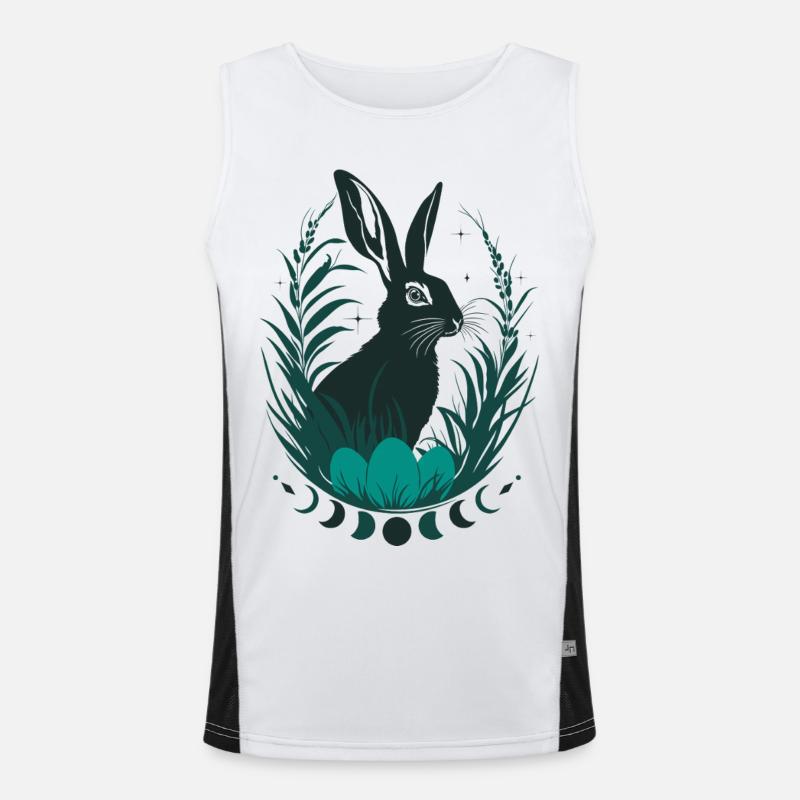 Ostara Hase mit Mondphasen Wicca Design Funktionelles Kontrast-Tank Top für Männer 