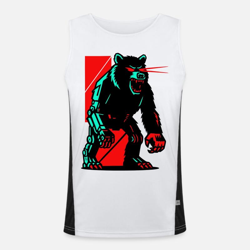 Mecha Techno Bear - Men's Functional Contrast Tank Top  - white/black