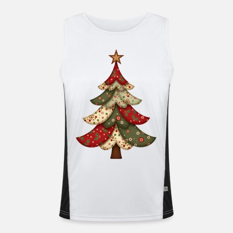 Vintage Patchwork Weihnachtsbaum – Gemütliches Qui Funktionelles Kontrast-Tank Top für Männer 