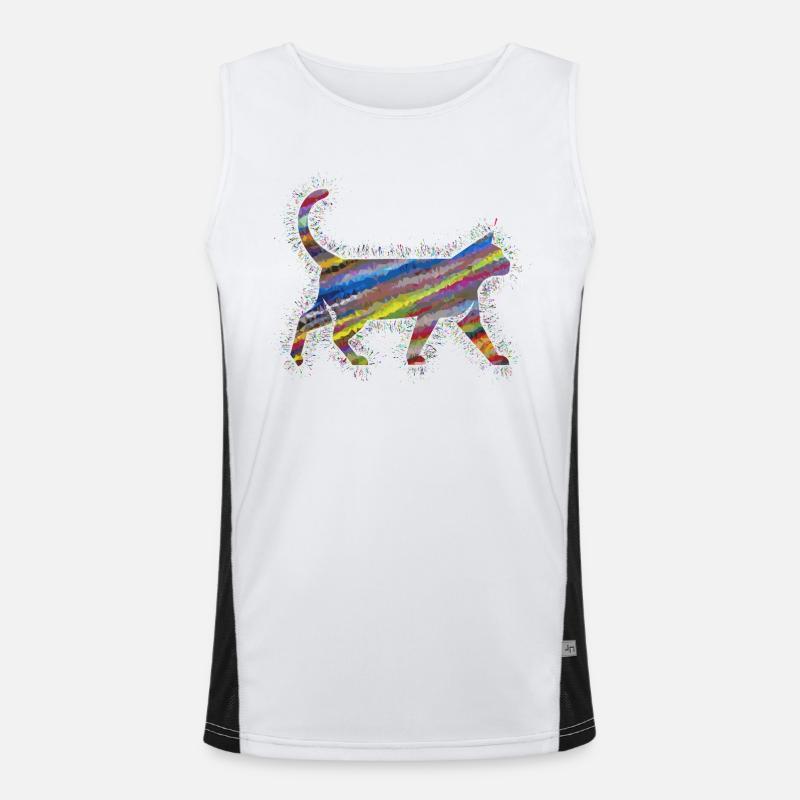 Animaux arc-en-ciel Prisme Chat Débardeur respirant contrasté Homme 