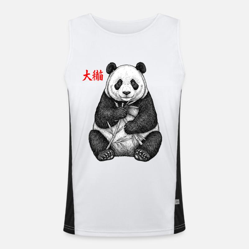 Asian Panda Men's Functional Contrast Tank Top 