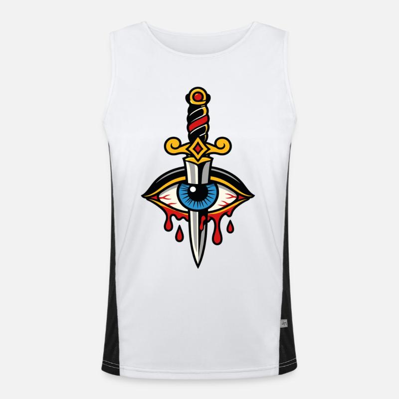 Mystical eye pierced by tattoo-style dagger Men's Functional Contrast Tank Top 