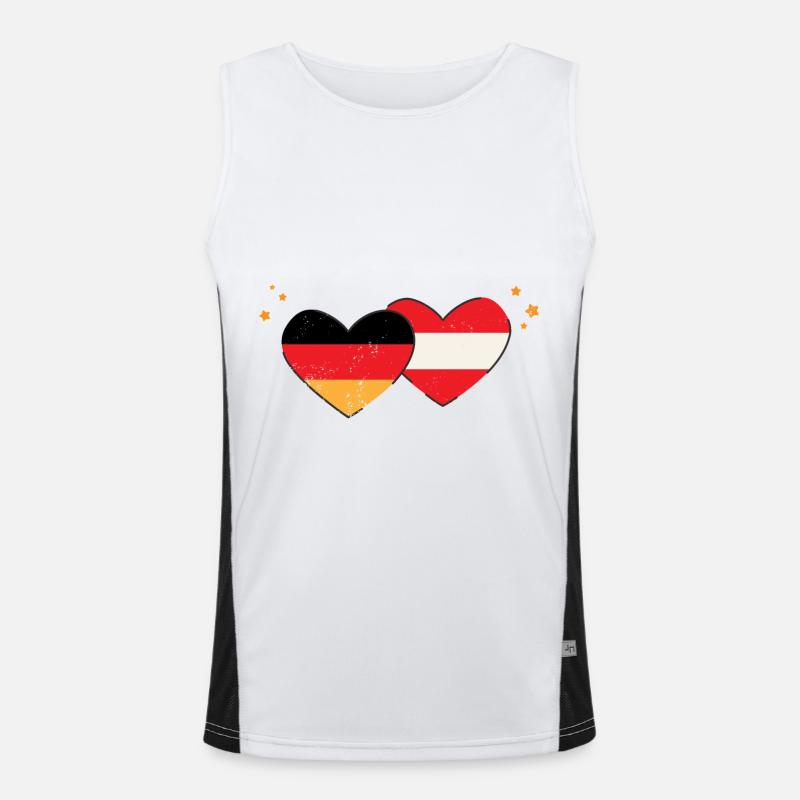 I love Austria Germany Flag Countries Heart Men's Functional Contrast Tank Top 