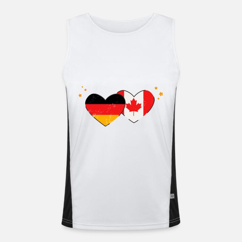 I love Canada Germany Flags Hearts Flags Men's Functional Contrast Tank Top 