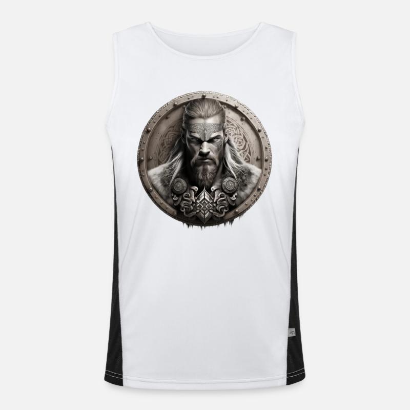 Viking Warrior Shield Wall - Men's Functional Contrast Tank Top - white/black