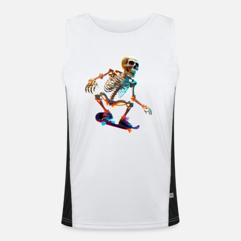Skeleton riding a skateboard Men's Functional Contrast Tank Top 