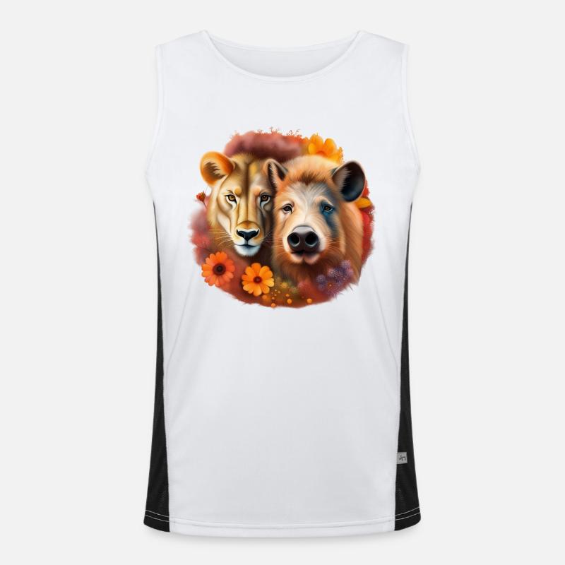 Schwein oder Löwe Funktionelles Kontrast-Tank Top für Männer 