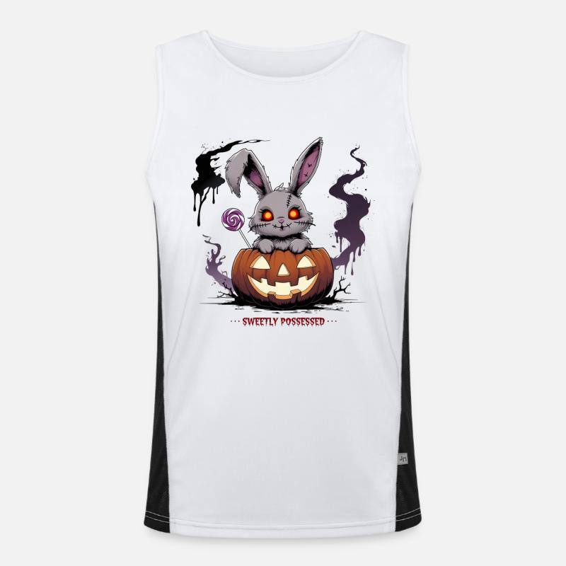 Besessen süß – Gruselhase im Kürbis Funktionelles Kontrast-Tank Top für Männer 