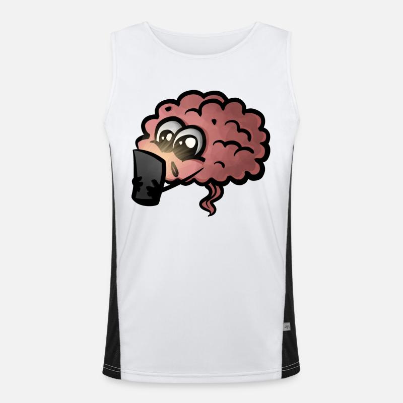 Brain Cell Phone Addiction Gift Idea - Dopamine Addicted Men's Functional Contrast Tank Top 