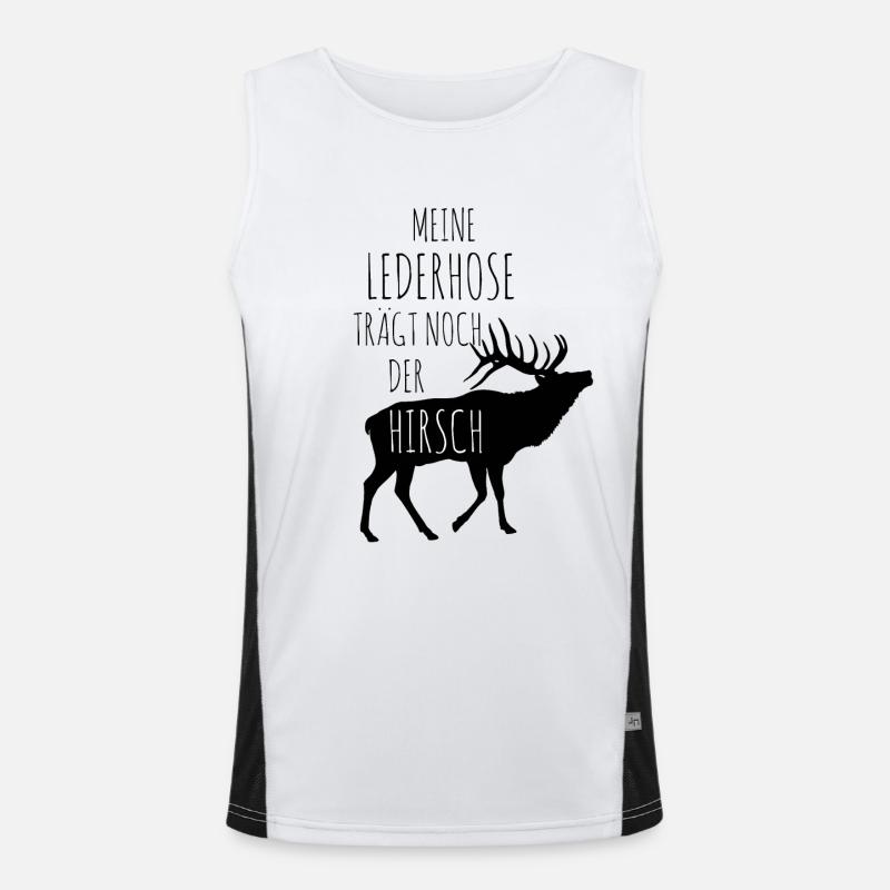 Meine Lederhose trägt noch der Hirsch Funktionelles Kontrast-Tank Top für Männer 