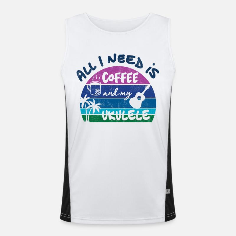 All I need is coffee and my Ukulele - retro sunset Funktionelles Kontrast-Tank Top für Männer 
