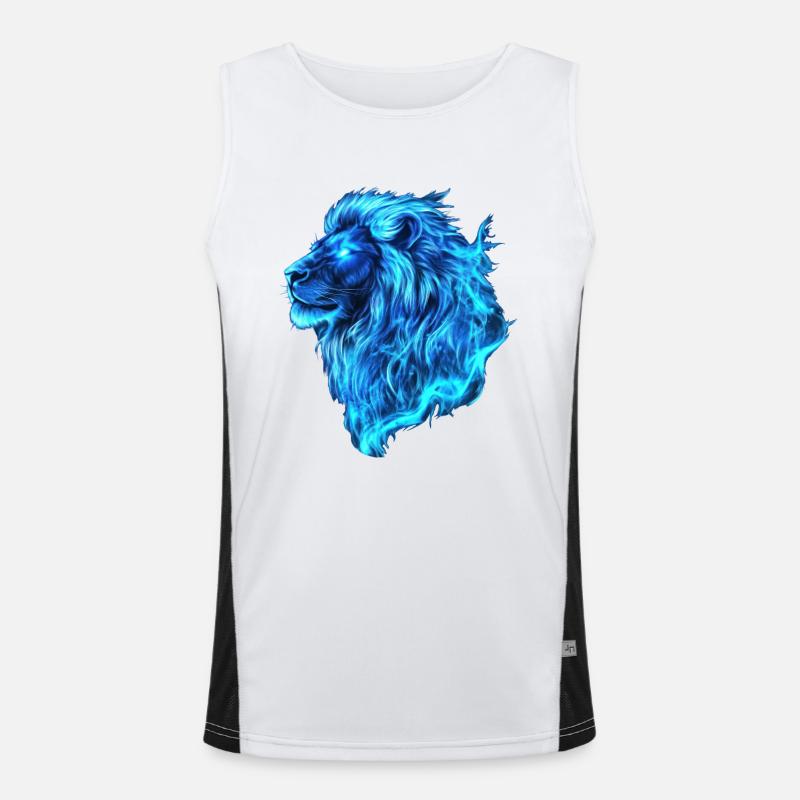 Flammes Bleu Lion Débardeur respirant contrasté Homme 