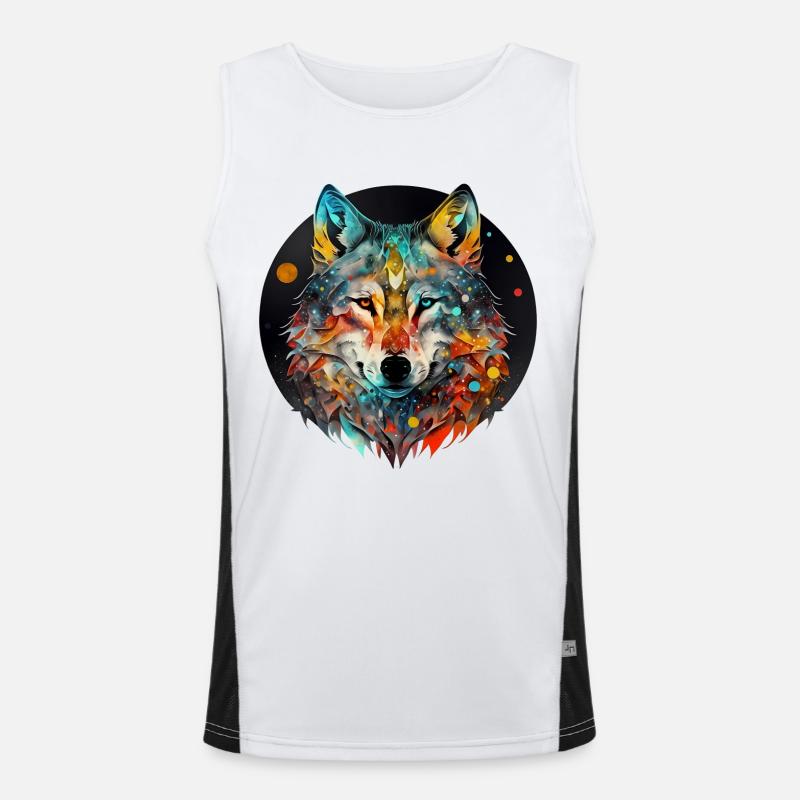 Wolf Mandala mystisch Funktionelles Kontrast-Tank Top für Männer 