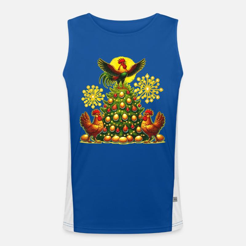 Funny Christmas Tree Chickens Men's Functional Contrast Tank Top 