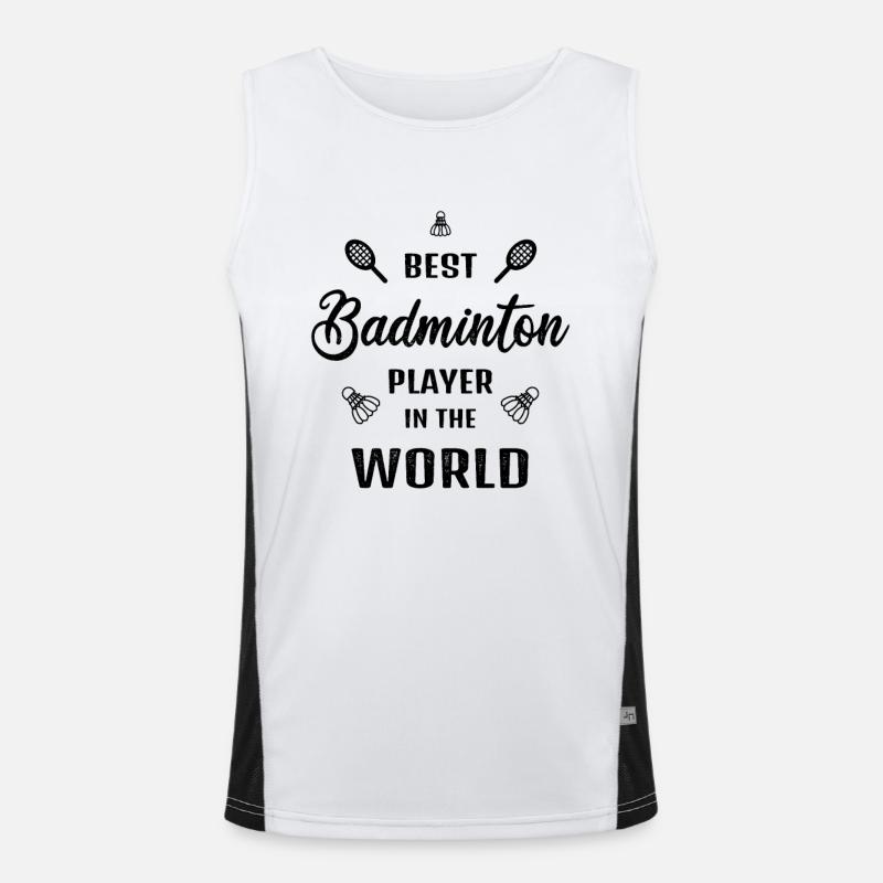Bester Badmintonspieler der Welt Federball Spruch Funktionelles Kontrast-Tank Top für Männer 