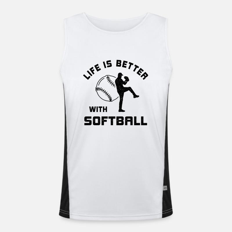 Leben ist besser mit Softball Spruch Geschenk Funktionelles Kontrast-Tank Top für Männer 