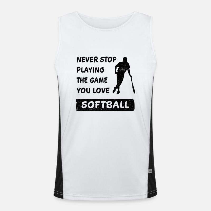 Never Stop Playing the Game Softball Gift Men's Functional Contrast Tank Top 