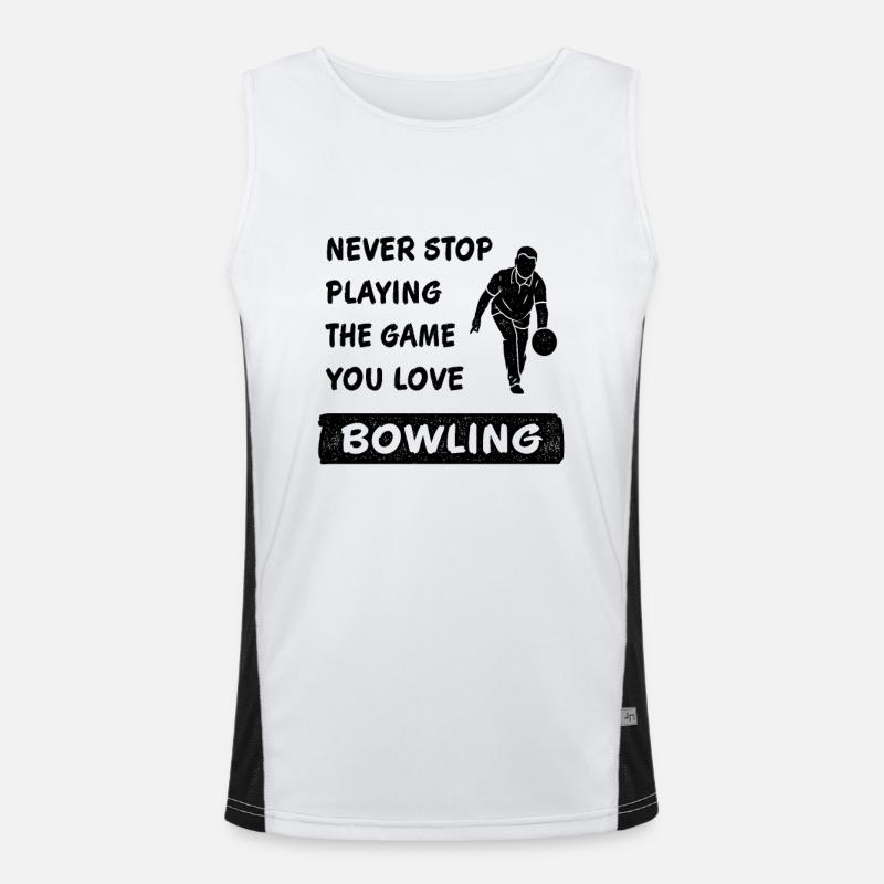 Never Stop Playing the Game Bowling Gift Men's Functional Contrast Tank Top 