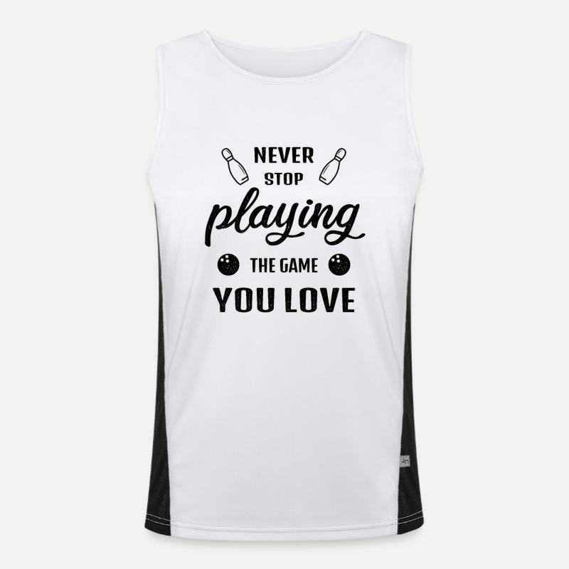 Never Stop Playing the Game Bowling Gift Men's Functional Contrast Tank Top 