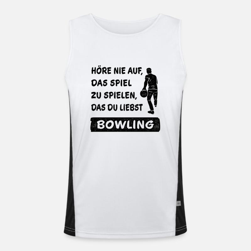N’arrêtez jamais de jouer au jeu Bowling Gift Débardeur respirant contrasté Homme 