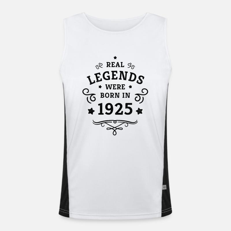 100th Birthday Real Legends are Born in 1925 Men's Functional Contrast Tank Top 