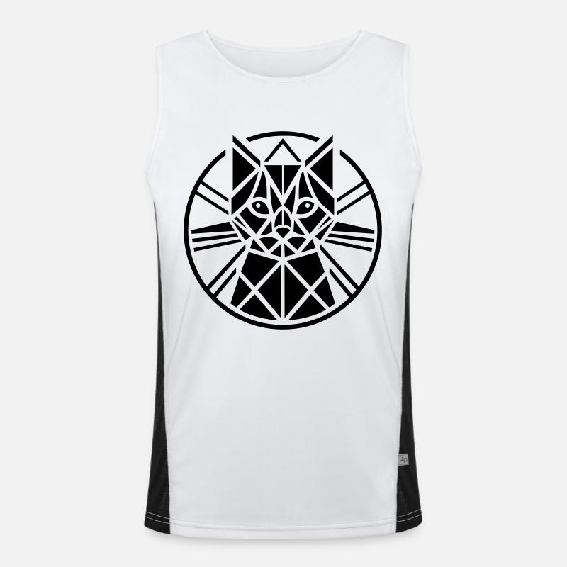 Cat Artifact Motif Abstract Men's Functional Contrast Tank Top 