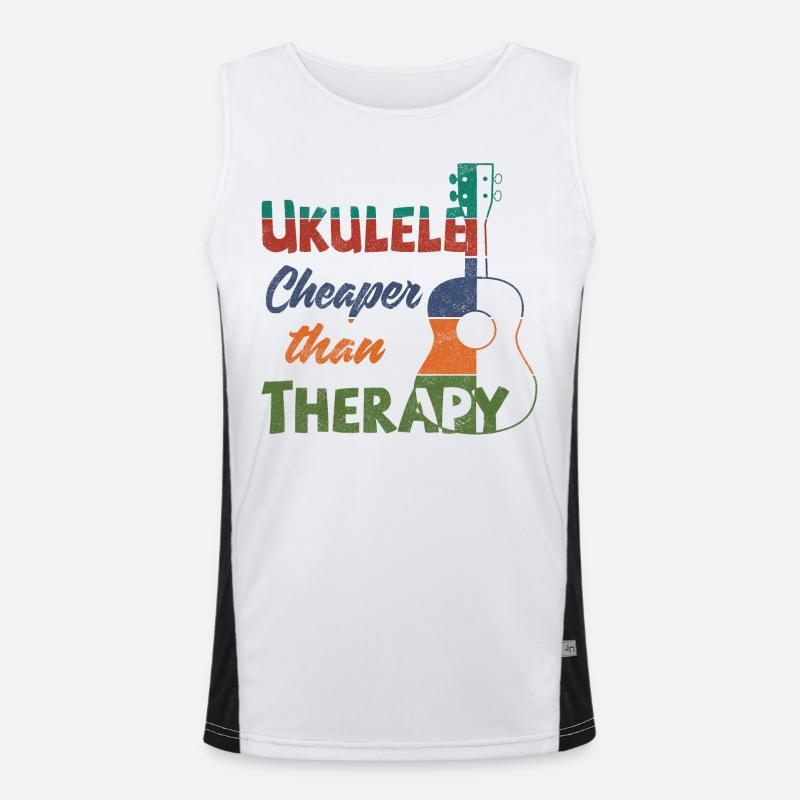 Ukulele! Cheaper than therapy Funktionelles Kontrast-Tank Top für Männer 