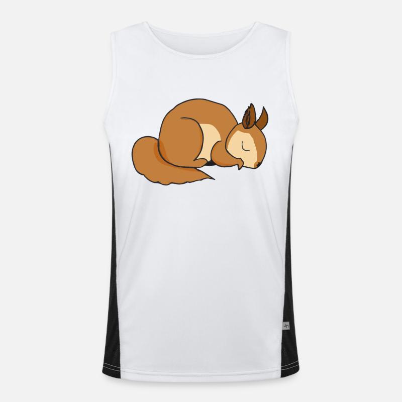Sleeping Squirrel Gift Idea Pyjamas - Men's Functional Contrast Tank Top  - white/black