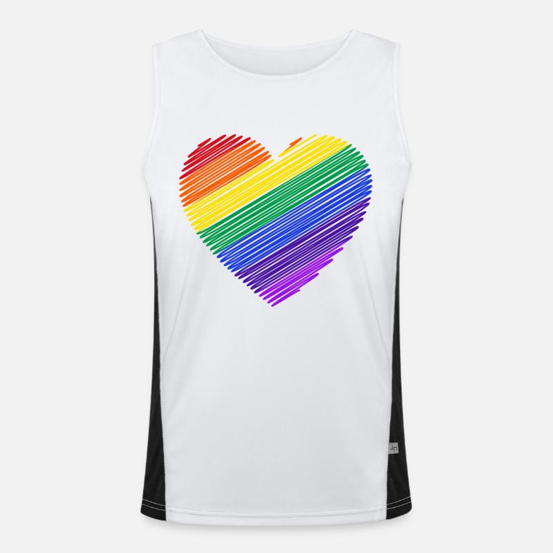 Coeur arc en ciel Débardeur respirant contrasté Homme 