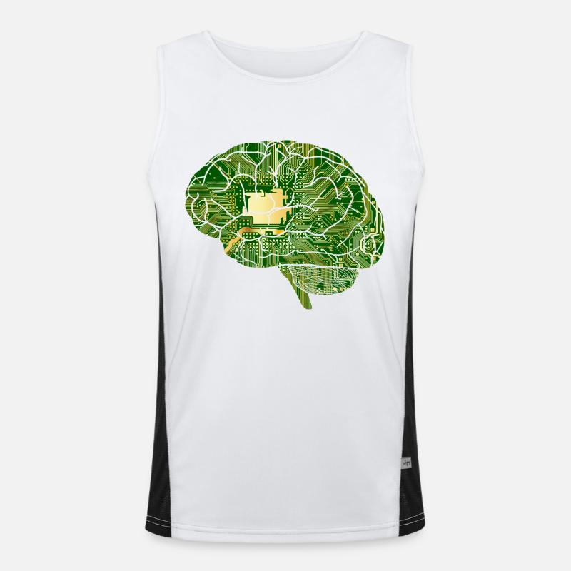 Gehirn - Computerchip - Chip - Computer Funktionelles Kontrast-Tank Top für Männer 