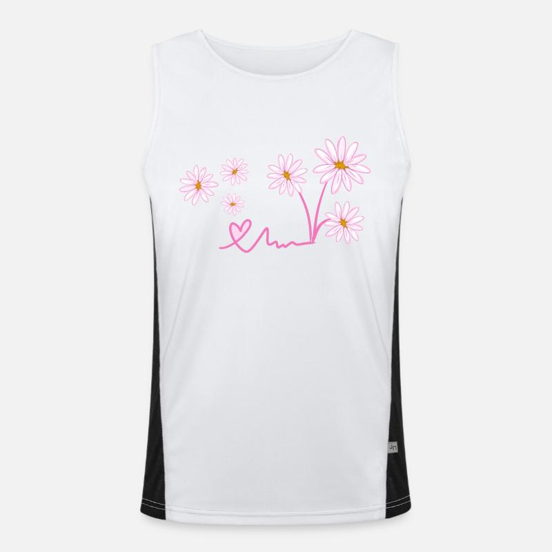 rosa blumen herz pflanzen symbol Funktionelles Kontrast-Tank Top für Männer 
