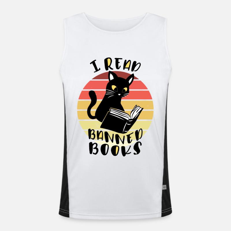 I read banned books Cat Men's Functional Contrast Tank Top 