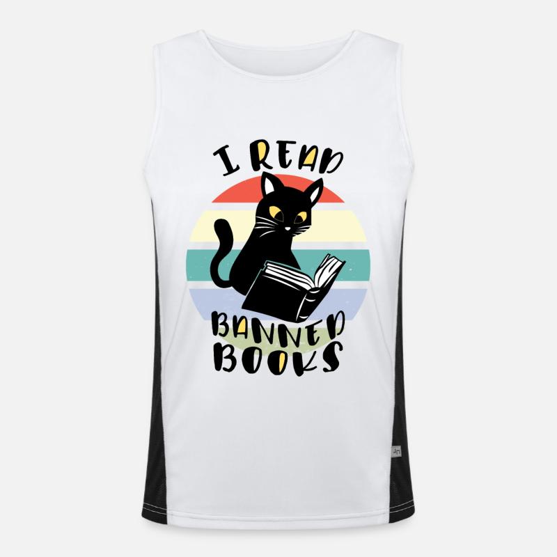 I read banned books Cat Men's Functional Contrast Tank Top 