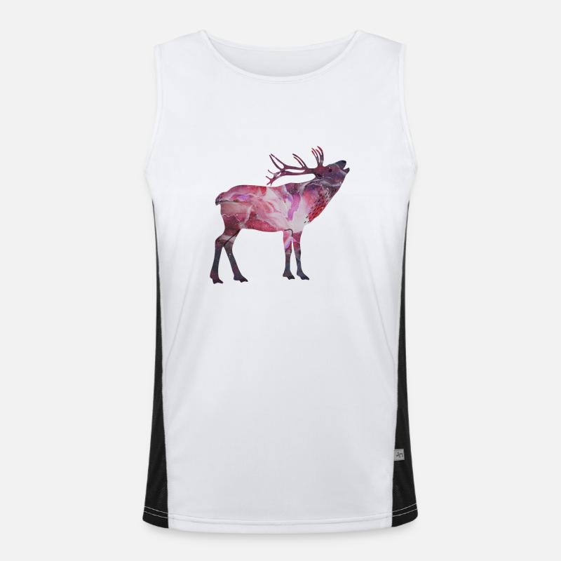 Space Hirsch Funktionelles Kontrast-Tank Top für Männer 
