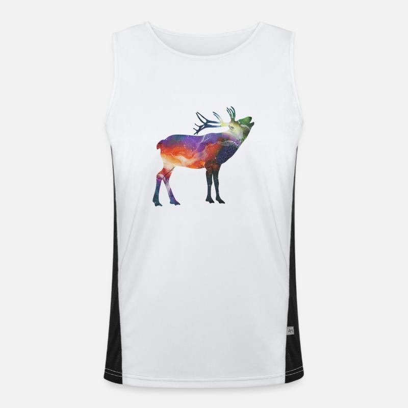 Space Hirsch Funktionelles Kontrast-Tank Top für Männer 