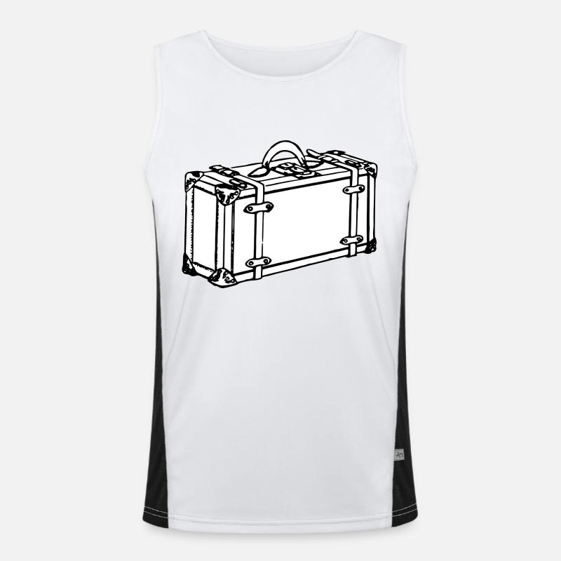 backpack suitcase backpack bag briefcase121 - Men's Functional Contrast Tank Top  - white/black