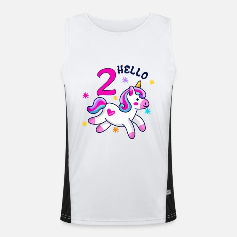 Hello Two Unicorn, second birthday Men's Functional Contrast Tank Top 