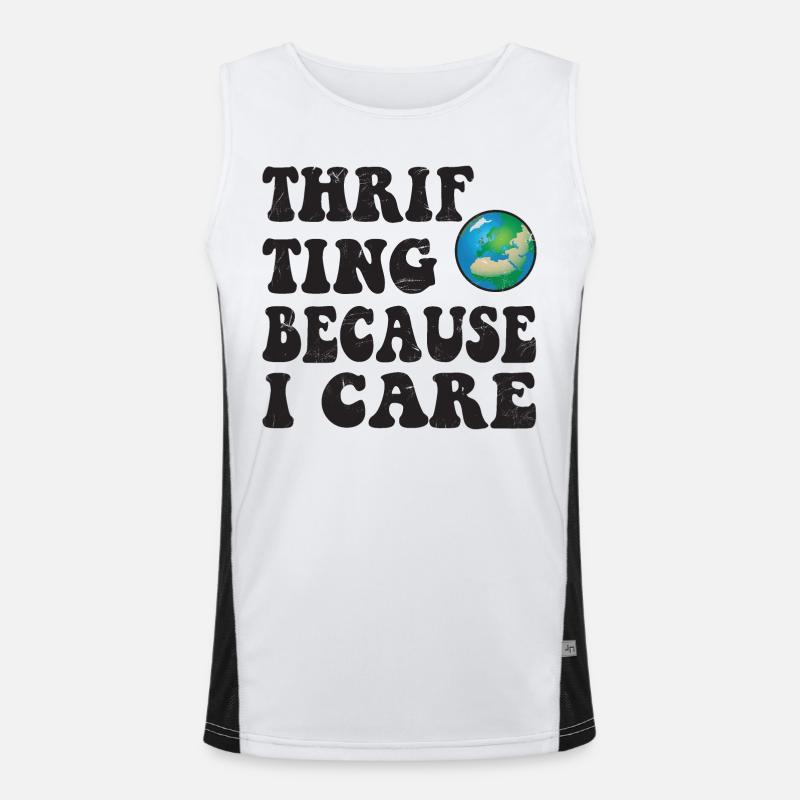 Thrifting. Because I care. Funktionelles Kontrast-Tank Top für Männer 