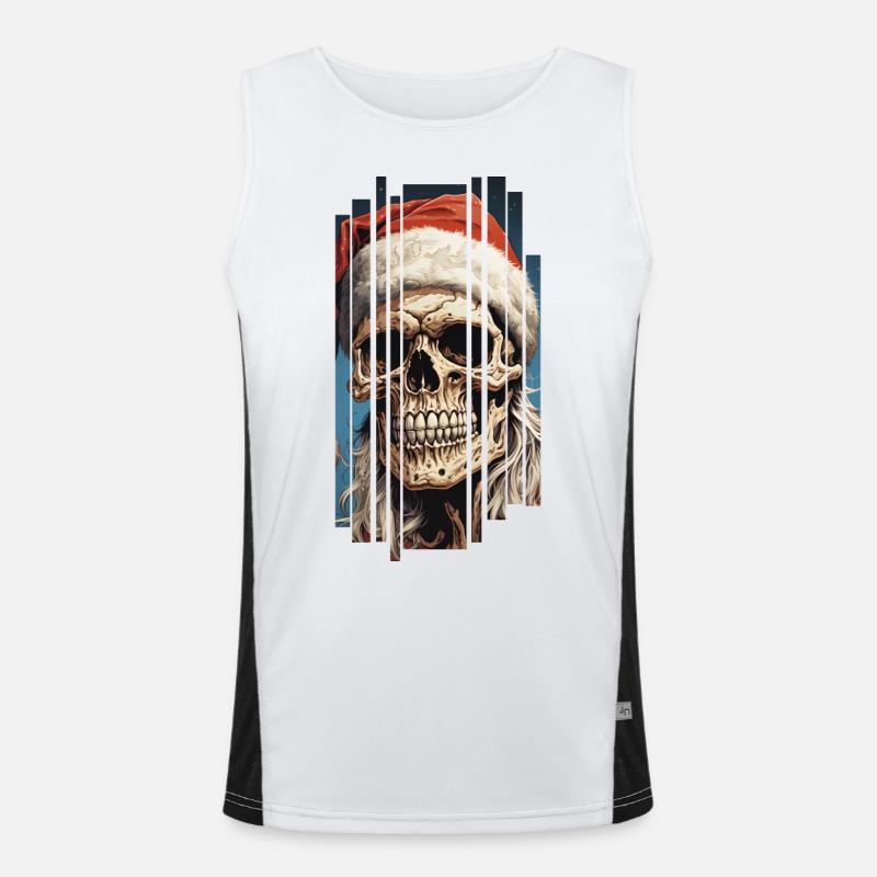 Dunkler Zauber: Der Totenkopf-Weihnachtsmann Skull Funktionelles Kontrast-Tank Top für Männer 