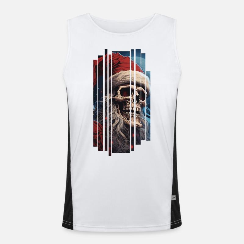 Dunkler Zauber: Der Totenkopf-Weihnachtsmann Skull Funktionelles Kontrast-Tank Top für Männer 