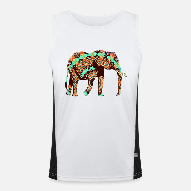 Indian elephant mandala pattern - Men's Functional Contrast Tank Top  - white/black