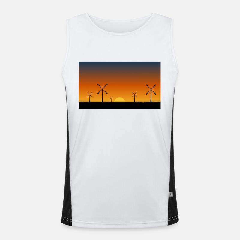 windmill windmill wind turbine windrad23 Men's Functional Contrast Tank Top 