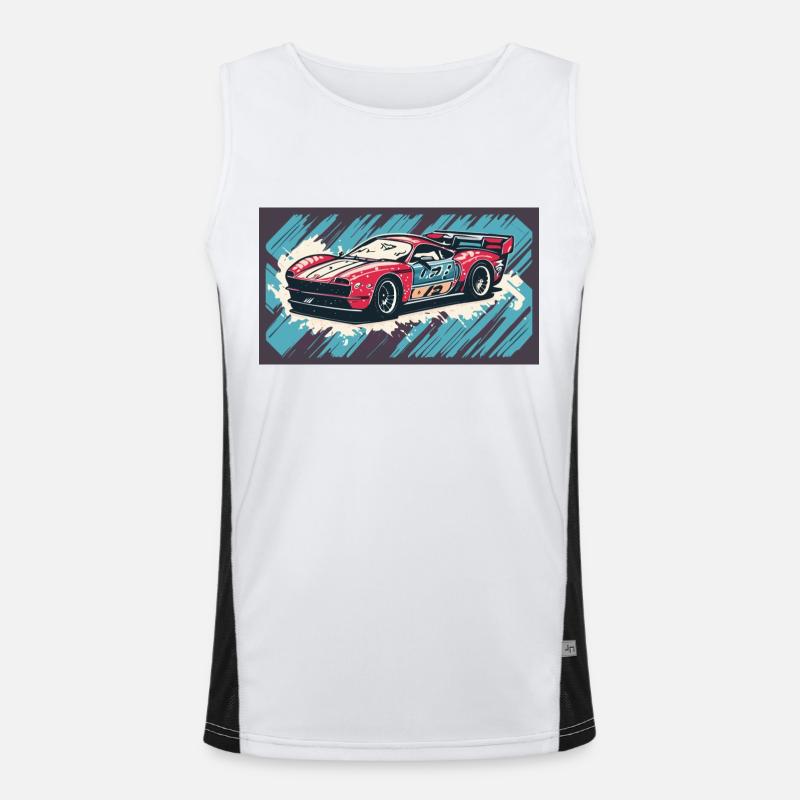 Voiture de course Rouge-Bleu Débardeur respirant contrasté Homme 