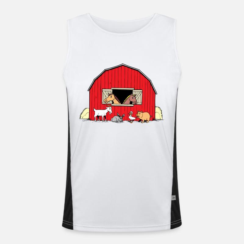 rabbit37 - Men's Functional Contrast Tank Top  - white/black
