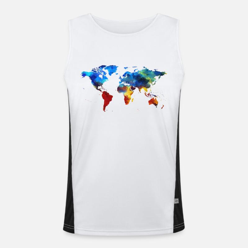 World's map Men's Functional Contrast Tank Top 