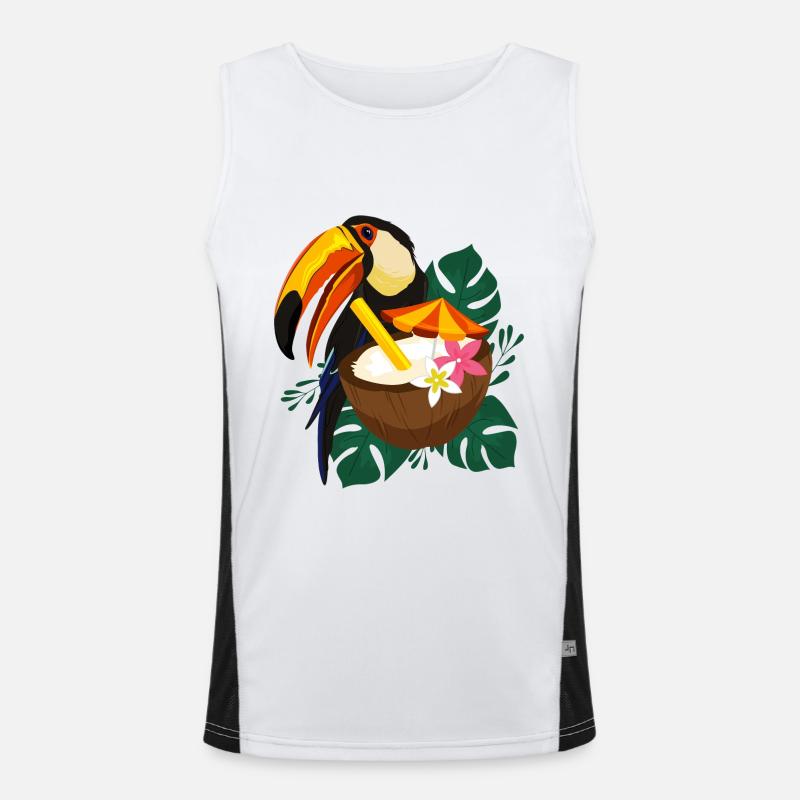 Toucan summer with sun Men's Functional Contrast Tank Top 