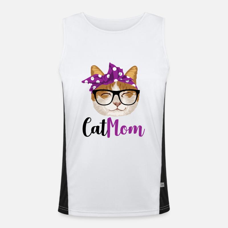 Cat mom / cats mom - Men's Functional Contrast Tank Top  - white/black