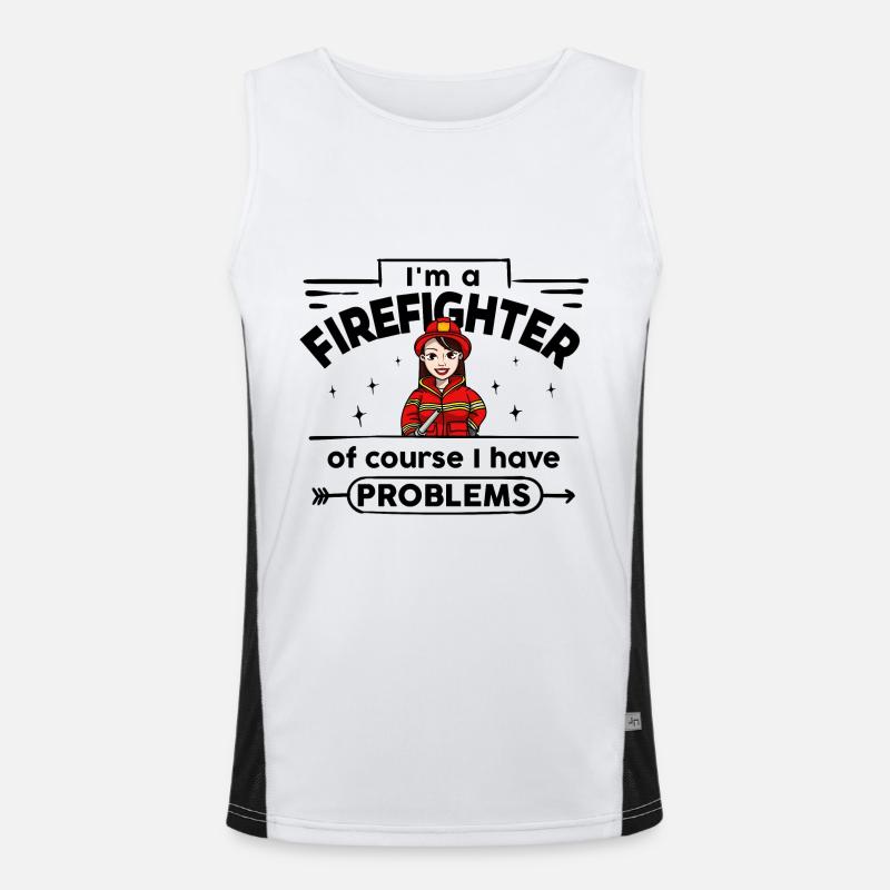 Feuerwehrfrau - with Problems Funktionelles Kontrast-Tank Top für Männer 